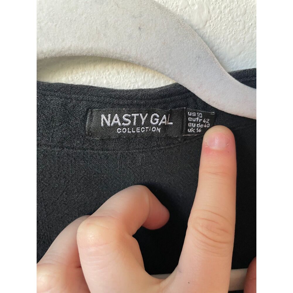 WHIMSYGOTH Black Button Down Shirt 10 Nasty Gal Oversized Utility Blouse - Picture 2 of 3